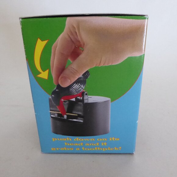 NEW VINTAGE BLACK BIRD WOODPECKER TOOTHPICK HOLDER DISPENSER - Picture 9 of 10